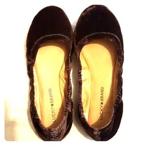 Lucky Brand Brown Velvet Flats